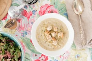 Celery Root Pear Soup with Super Tasty Croutons