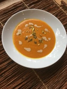 Tahini Carrot Soup with Pistachios