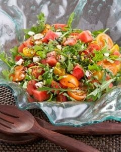 Watermelon, Tomato, Pistachio and Feta Salad